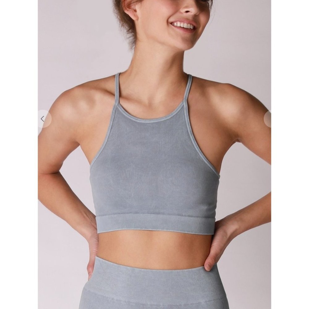 Nikibiki Halter Style Gray Crop Top One Size
